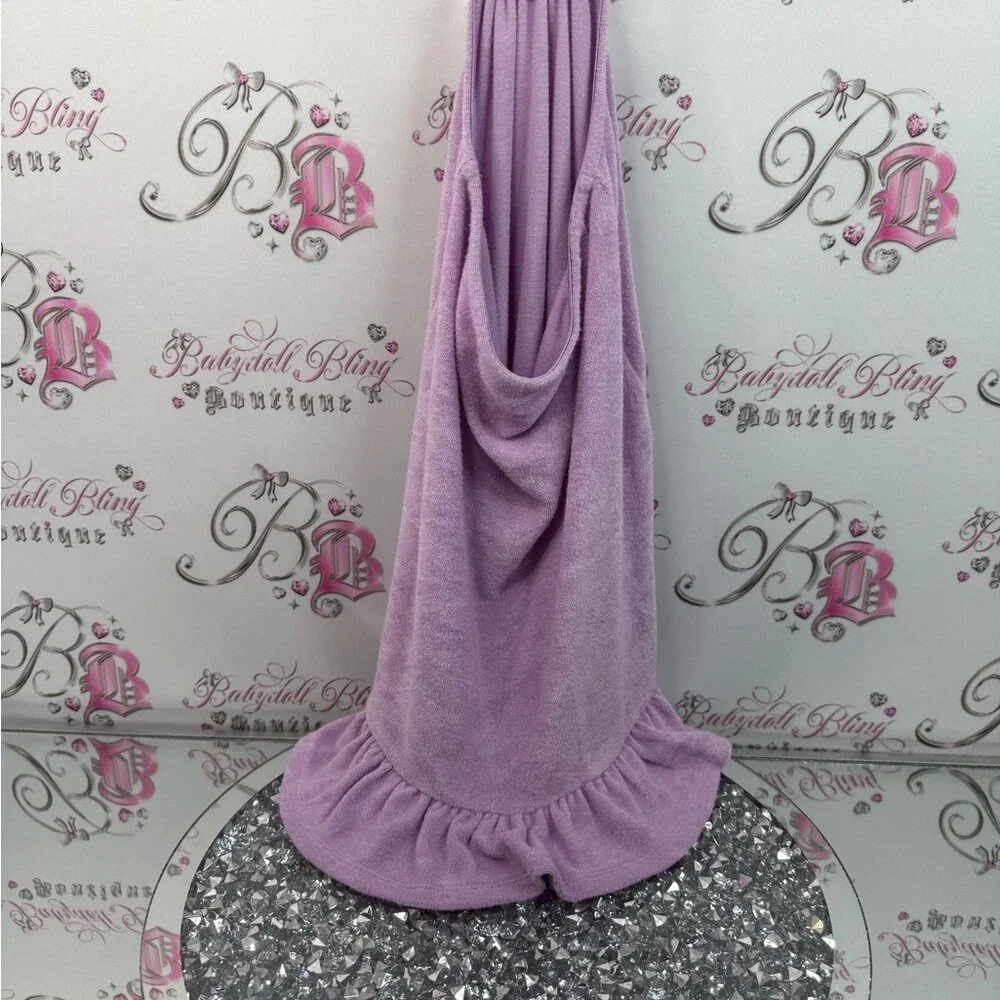 MAJORELLE dress cut out sides Oring detail terry cloth towel Lavender Dress - Picture 10 of 15